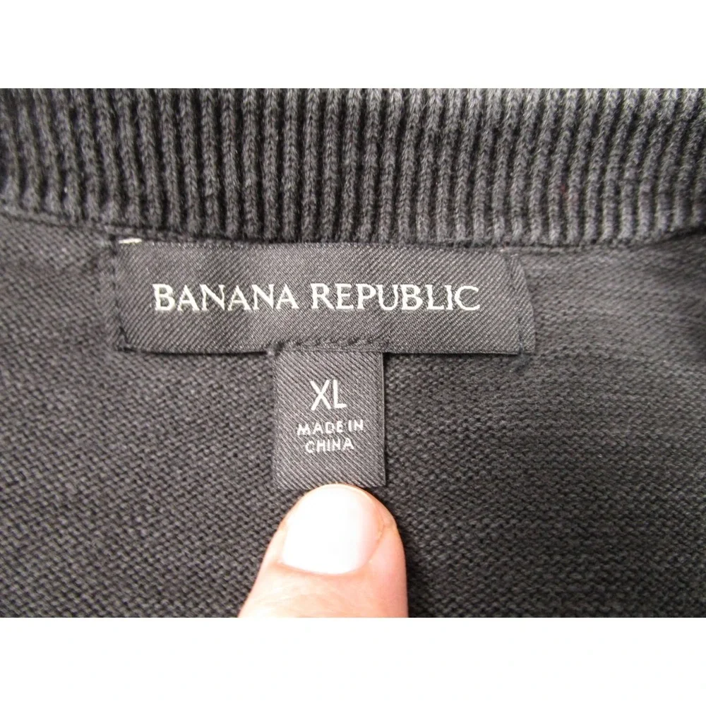 Banana Republic Sweater Mens XL Black‎ Pullover Preppy Casual Crew Neck